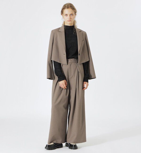  「ストライプクロップドジャケット」|テーラードジャケット|