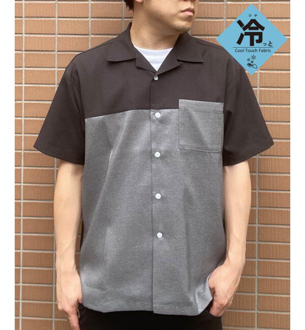 ikka「バイカラーオープンカラーシャツ」|シャツ・ブラウス|チャコール