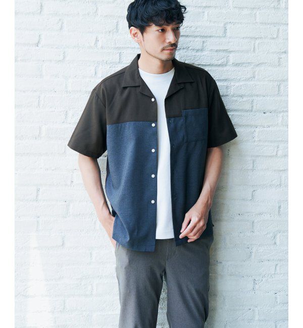 ikka「バイカラーオープンカラーシャツ」|シャツ・ブラウス|