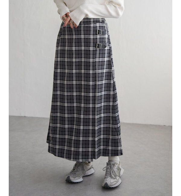 Lbc with Life「チェックベルテッドスカート」|スカート|グレイ