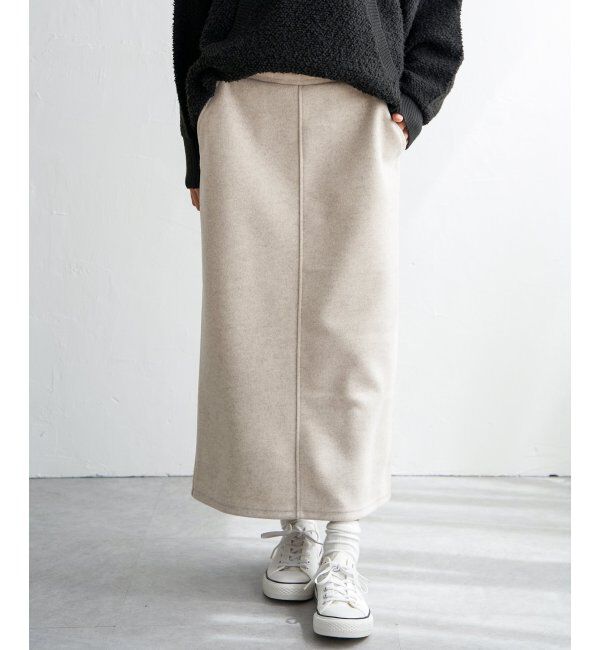 Lbc with Life「圧縮ジャージIラインスカート」|スカート|ベージュ