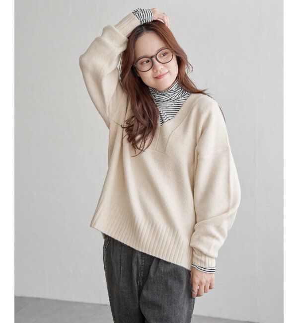 Lbc with Life「ラインVネックニットプルオーバー」|カーディガン|