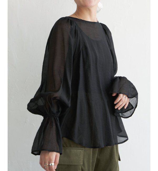 VENCE share style「袖フレアブラウス」|シャツ・ブラウス|ブラック