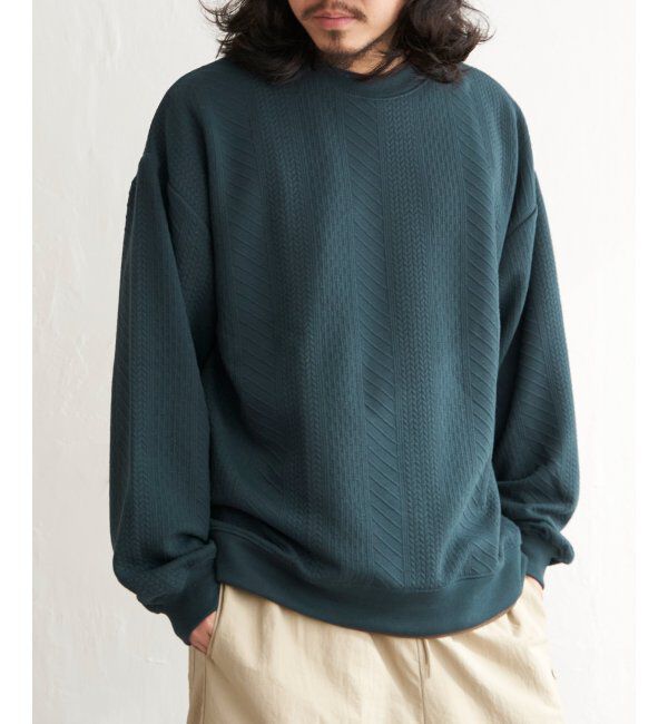 VENCE share style「ふくれジャガードトレーナー」|スウェット・ジャージ|Dkグリーン