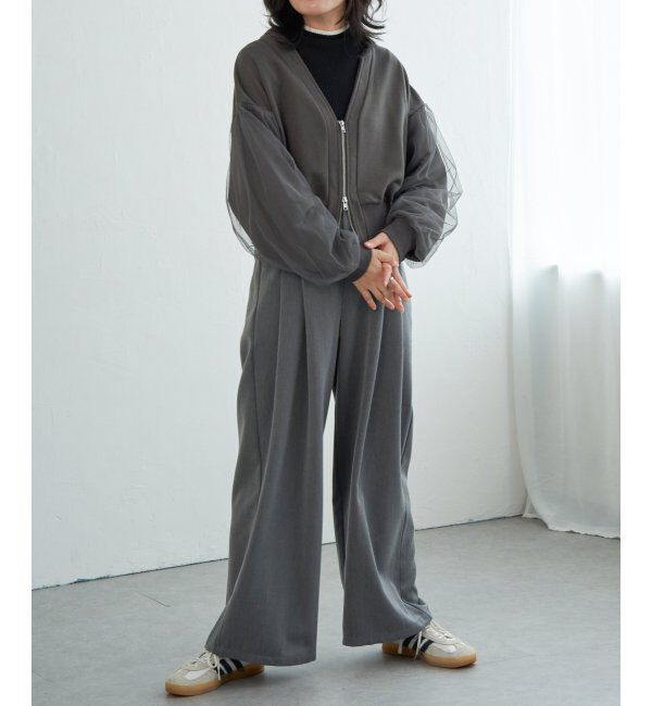 VENCE share style「裏毛ｘチュールダブルZIPカーディガン」|スウェット・ジャージ|