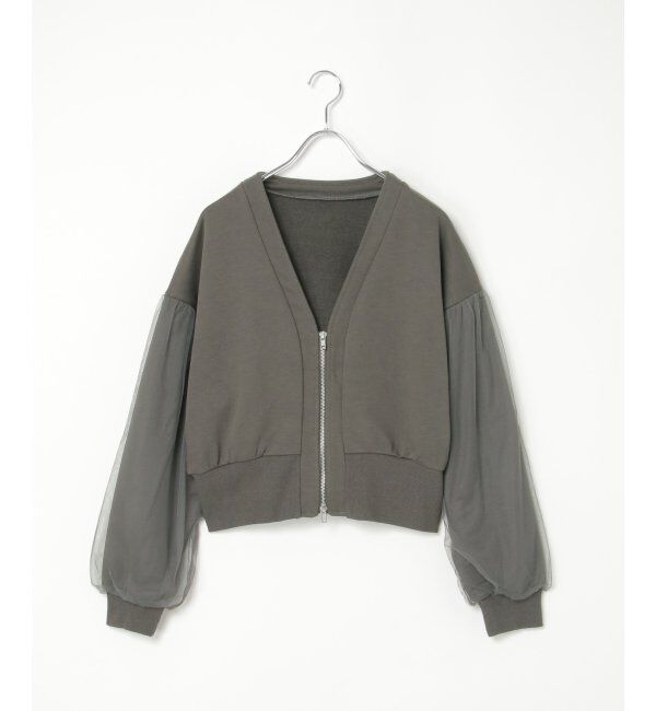 VENCE share style「裏毛ｘチュールダブルZIPカーディガン」|スウェット・ジャージ|