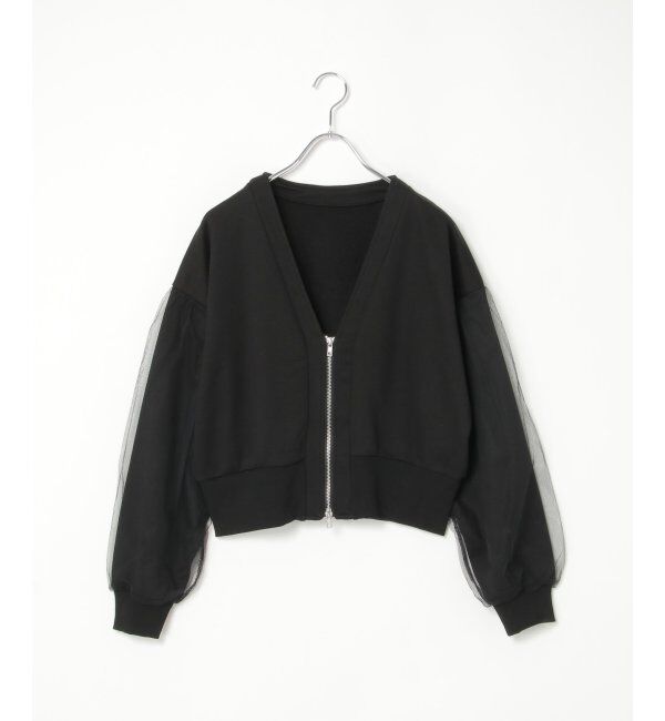 VENCE share style「裏毛ｘチュールダブルZIPカーディガン」|スウェット・ジャージ|