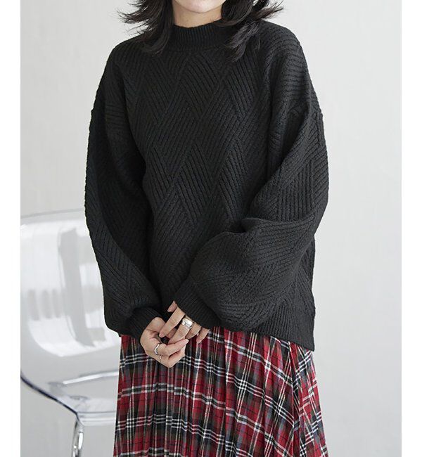 VENCE share style「ブークレダイヤ柄ニット」|ニット・セーター|ブラック