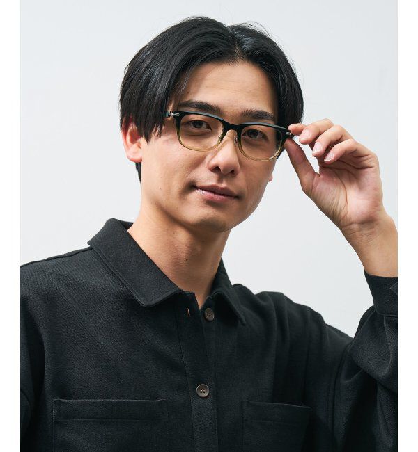  「ウェリントン型 メガネ | レザー調 ラバーテンプル ズレ落ち防止 メンズ ビジネス レンズ交換券付」|メガネ|