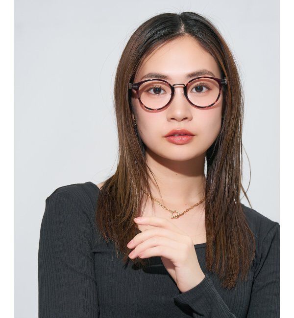  「ボストン型 メガネ | レザー調 ラバーテンプル 眼鏡 伊達メガネ 度付き CLASSIC レンズ交換券付」|メガネ|茶系デミ