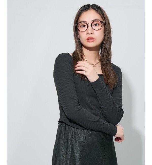  「ボストン型 メガネ | レザー調 ラバーテンプル 眼鏡 伊達メガネ 度付き CLASSIC レンズ交換券付」|メガネ|