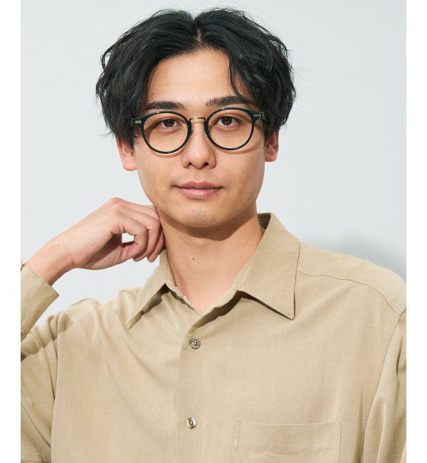  「ボストン型 メガネ | レザー調 ラバーテンプル 眼鏡 伊達メガネ 度付き CLASSIC レンズ交換券付」|メガネ|