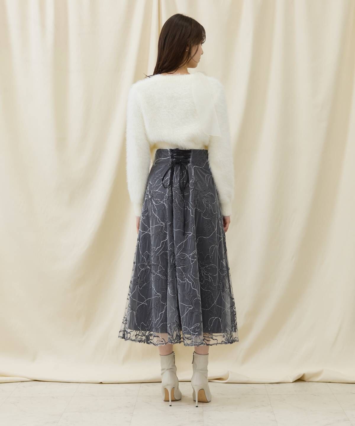 アンドクチュール「エンブロイダリーチュールスカート」|フレア|