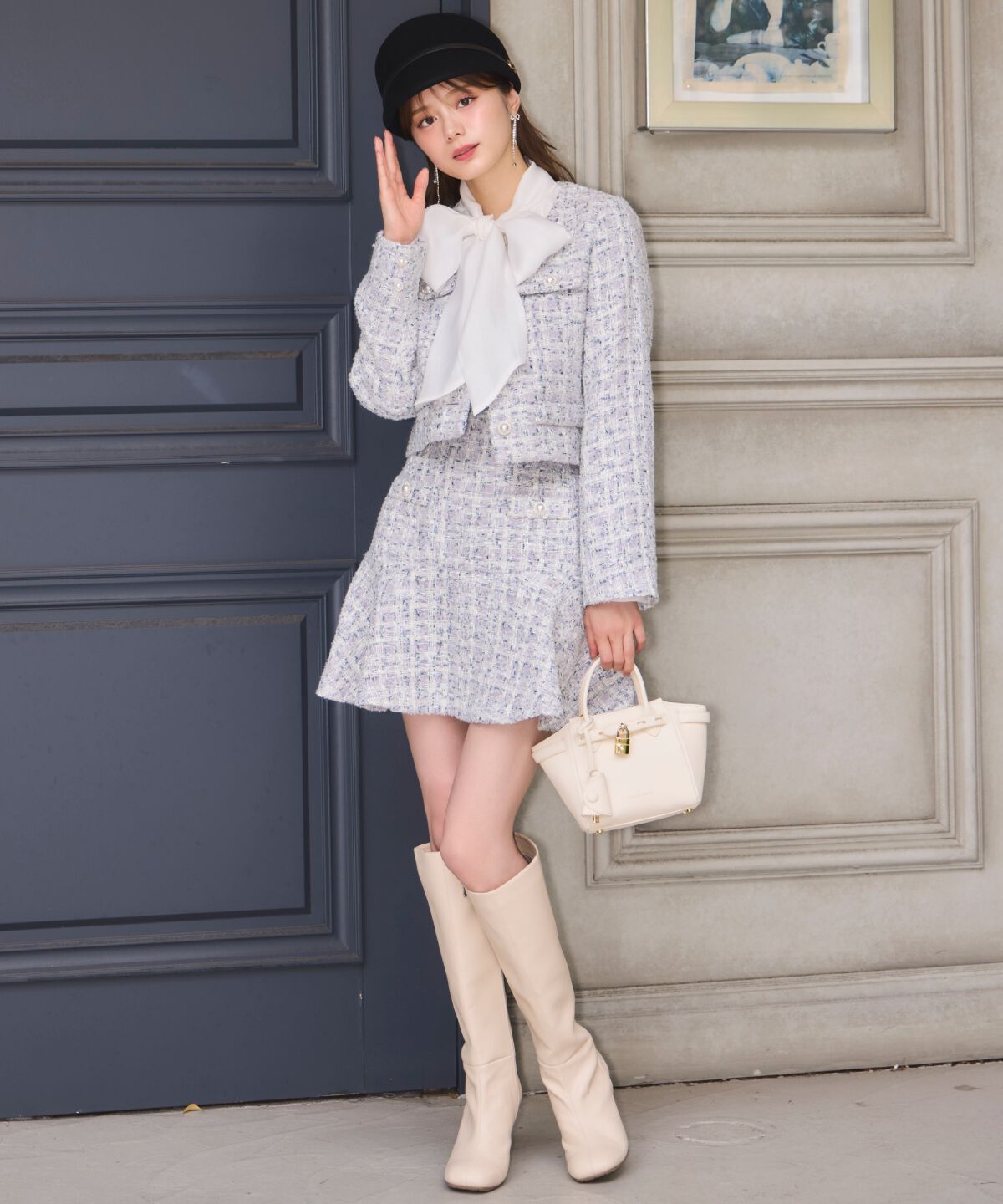 WILLSELECTION「MIXツイードフレアヘムスカート」|フレア|