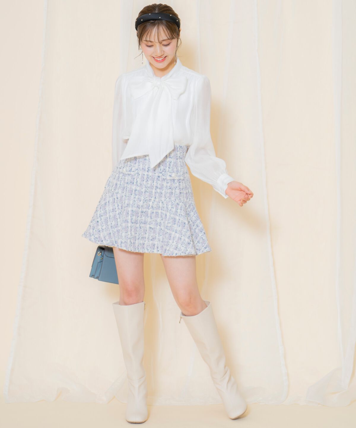 WILLSELECTION「MIXツイードフレアヘムスカート」|フレア|