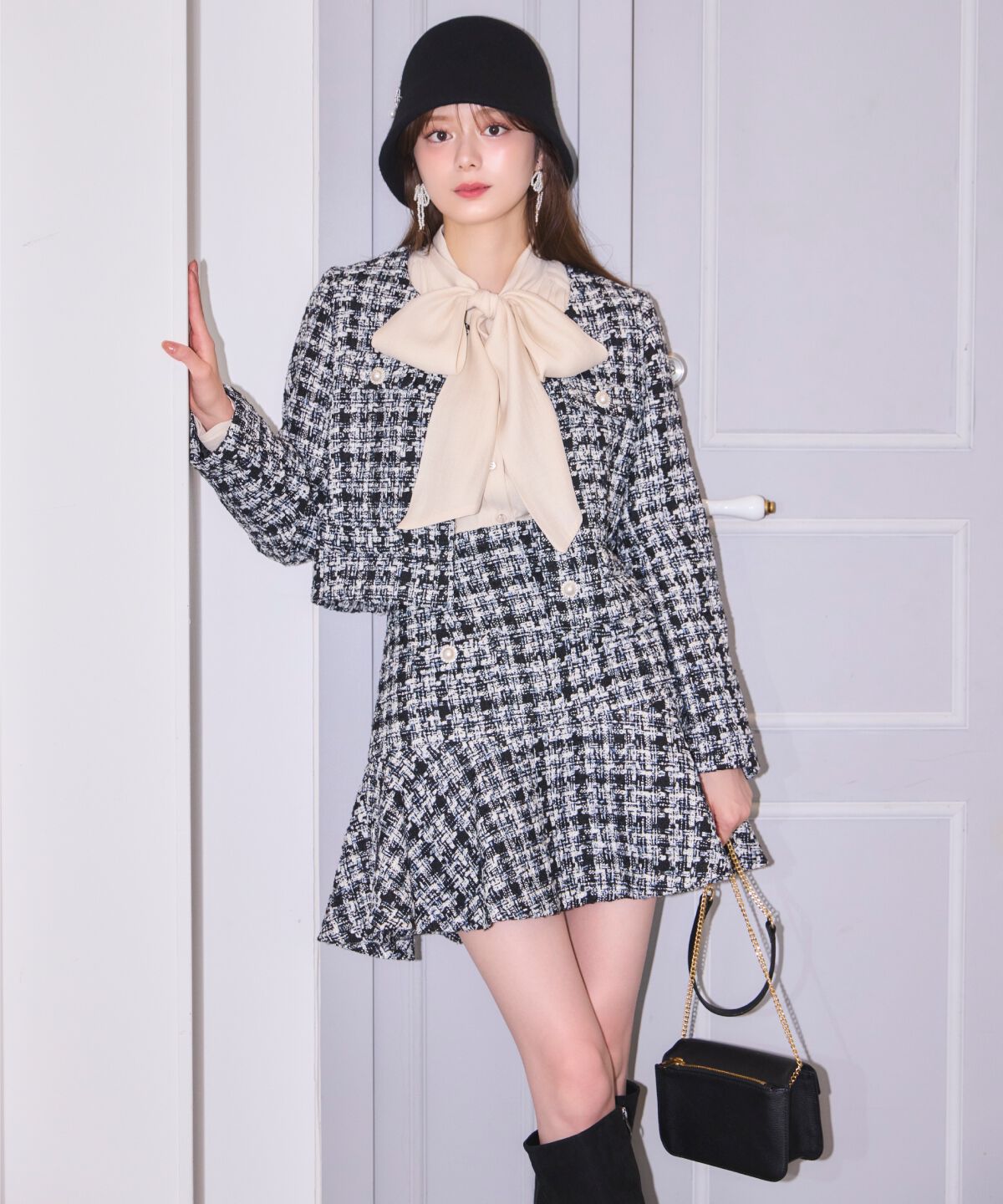 WILLSELECTION「MIXツイードフレアヘムスカート」|フレア|