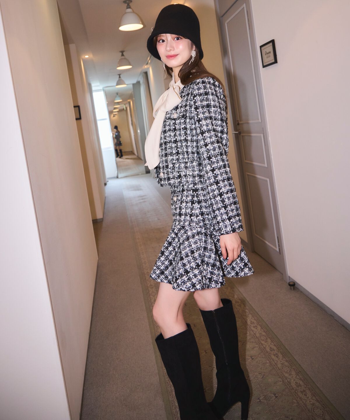 WILLSELECTION「MIXツイードフレアヘムスカート」|フレア|