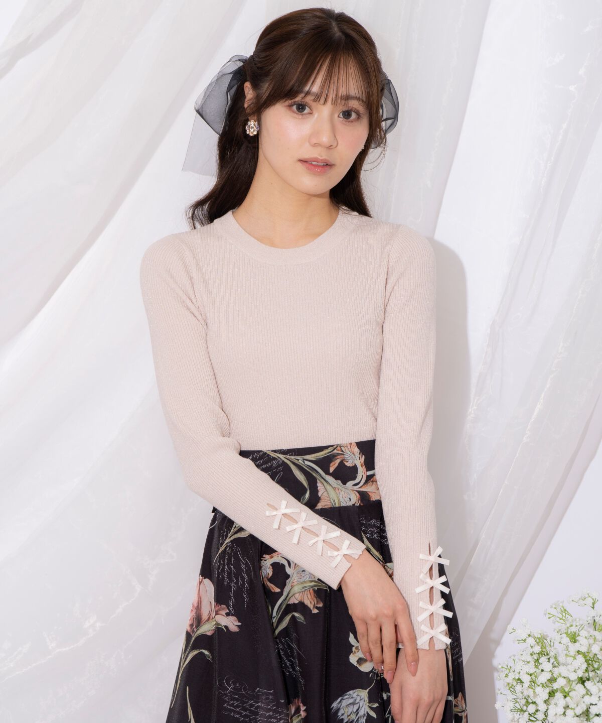 WILLSELECTION「袖リボンボトルネックニット」|ニット・セーター|