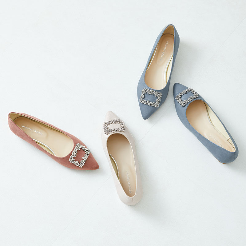 ORiental TRaffic「【アウトレット価格】メタリックヒールビジューパンプス/31126」|パンプス|BLUE