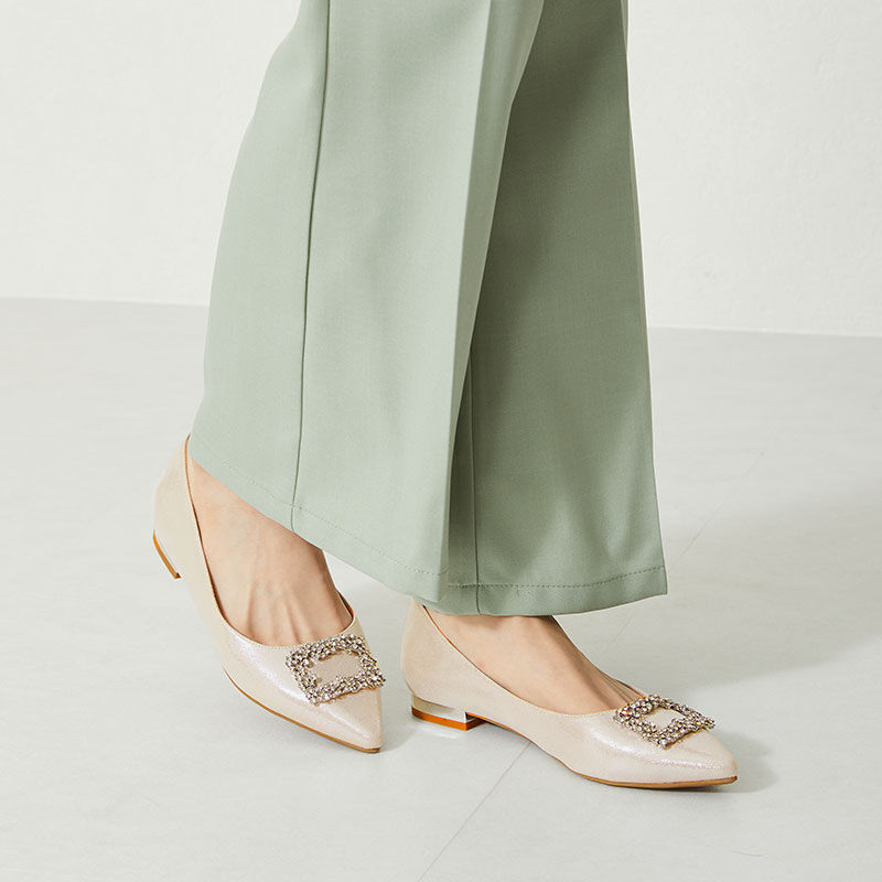 ORiental TRaffic「【アウトレット価格】メタリックヒールビジューパンプス/31126」|パンプス|SILVER