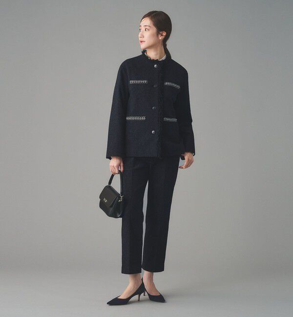 UNITED ARROWS「2トーン ツイードライク ノーカラー ジャケット」|ノーカラージャケット|