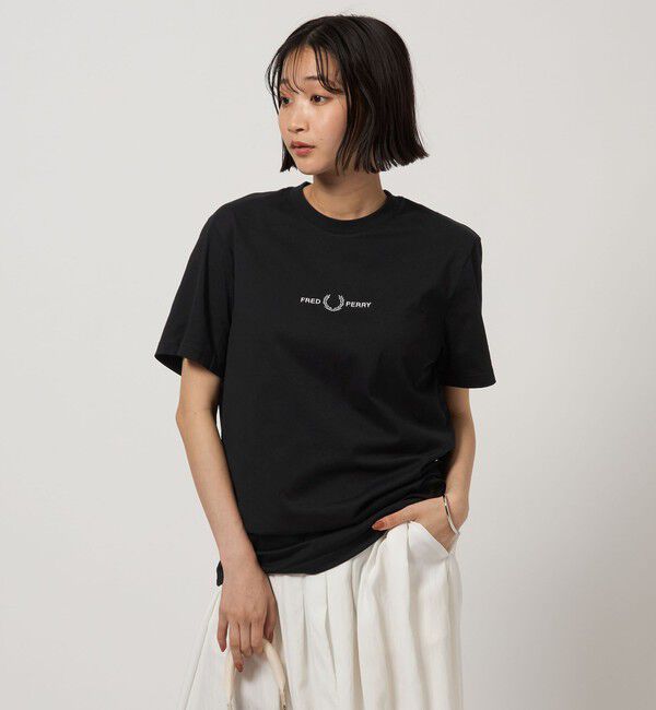 UNITED ARROWS green label relaxing「＜FRED PERRY＞ エンブロイダリー ショートスリーブ Tシャツ」|Tシャツ・カットソー|BLACK