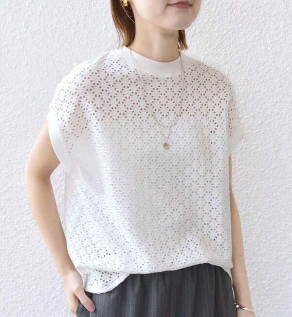 SHIPS for women「【WEB限定】〈手洗い可能〉アイレット クルーネック プルオーバー」|Tシャツ・カットソー|