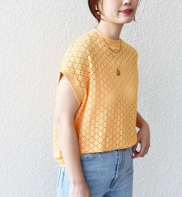 SHIPS for women「【WEB限定】〈手洗い可能〉アイレット クルーネック プルオーバー」|Tシャツ・カットソー|オレンジ