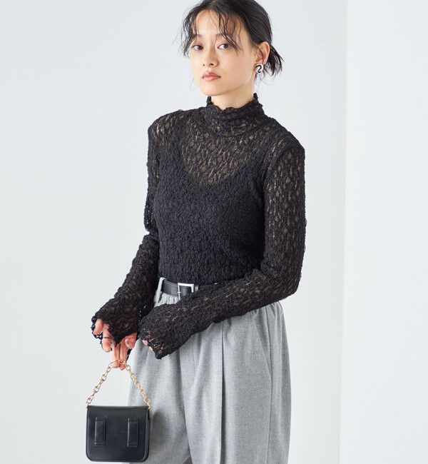 SHIPS for women「〈手洗い可能〉リンクル フラワー レース タートル 」|Tシャツ・カットソー|