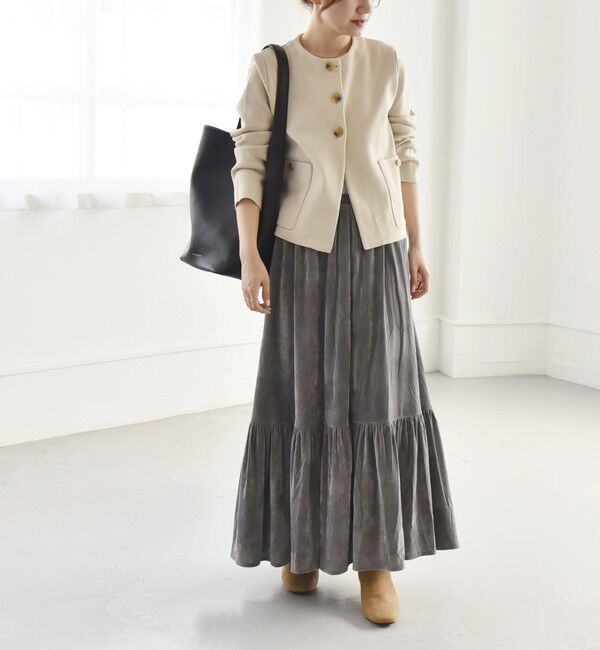 quaranciel「quaranciel:〈手洗い可能〉ノーカラー クラシカル ジャケット カーディガン」|カーディガン|