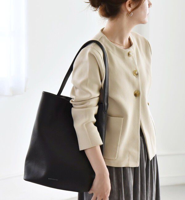 quaranciel「quaranciel:〈手洗い可能〉ノーカラー クラシカル ジャケット カーディガン」|カーディガン|