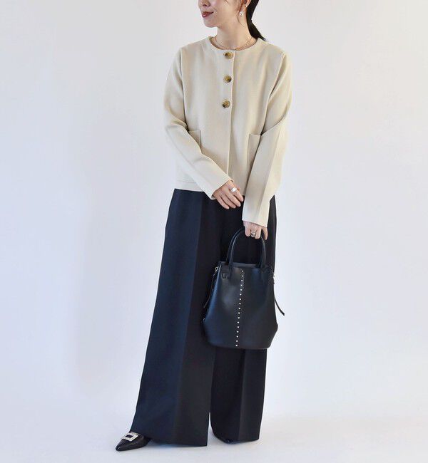 quaranciel「quaranciel:〈手洗い可能〉ノーカラー クラシカル ジャケット カーディガン」|カーディガン|