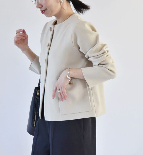 quaranciel「quaranciel:〈手洗い可能〉ノーカラー クラシカル ジャケット カーディガン」|カーディガン|