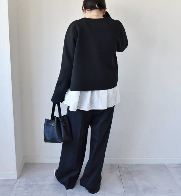 quaranciel「quaranciel:〈手洗い可能〉ノーカラー クラシカル ジャケット カーディガン」|カーディガン|