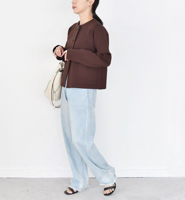 quaranciel「quaranciel:〈手洗い可能〉ノーカラー クラシカル ジャケット カーディガン」|カーディガン|