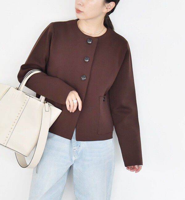 quaranciel「quaranciel:〈手洗い可能〉ノーカラー クラシカル ジャケット カーディガン」|カーディガン|