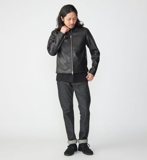 SHIPS「SHIPS: ラムレザー シングル ライダース ジャケット」|ライダースジャケット|