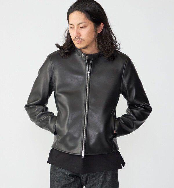 SHIPS「SHIPS: ラムレザー シングル ライダース ジャケット」|ライダースジャケット|