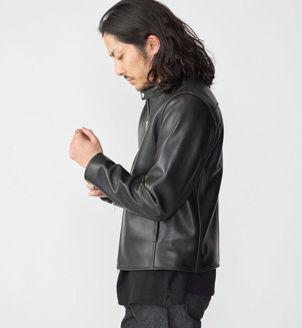 SHIPS「SHIPS: ラムレザー シングル ライダース ジャケット」|ライダースジャケット|
