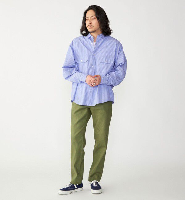 SHIPS「SHIPS: Wポケット ウォッシュド タイプライター 長袖 シャツ 〈チェック／ストライプ／単色〉」|シャツ・ブラウス|