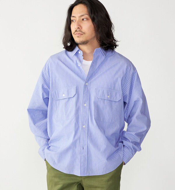 SHIPS「SHIPS: Wポケット ウォッシュド タイプライター 長袖 シャツ 〈チェック／ストライプ／単色〉」|シャツ・ブラウス|