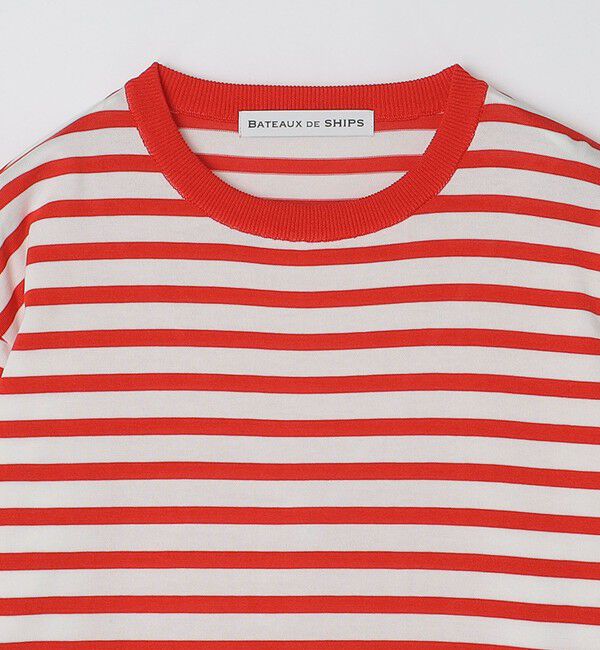 SHIPS「BATEAUX DE SHIPS: スーピマコットン 18ゲージ ボーダー クルーネック ニット」|ニット・セーター|