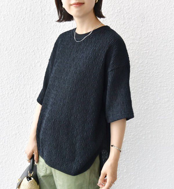 SHIPS for women「〈手洗い可能〉ランダム ブルーゼ ショート スリーブ プルオーバー」|Tシャツ・カットソー|