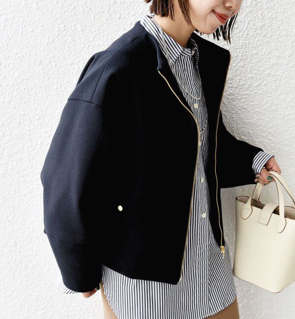 SHIPS for women「【WEB限定】〈手洗い可能〉 ウールライク ボトル ネック ジップ ブルゾン」|ブルゾン・スタジャン|