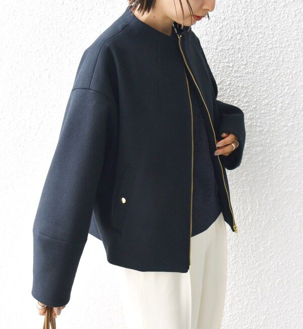 SHIPS for women「【WEB限定】〈手洗い可能〉 ウールライク ボトル ネック ジップ ブルゾン」|ブルゾン・スタジャン|
