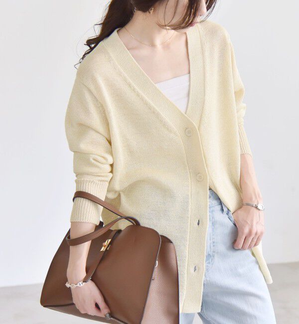 quaranciel「quaranciel:〈手洗い可能〉バルキー Vネック ガウン カーディガン」|カーディガン|オフホワイト