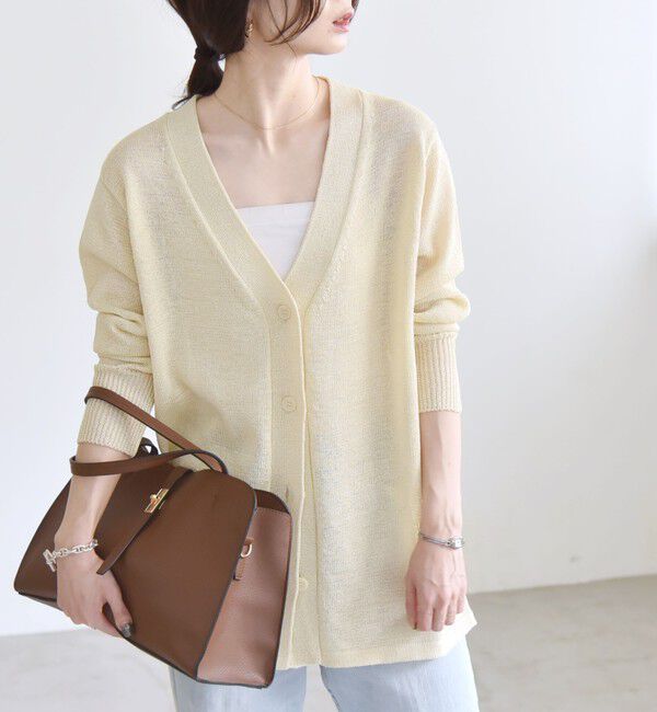 quaranciel「quaranciel:〈手洗い可能〉バルキー Vネック ガウン カーディガン」|カーディガン|