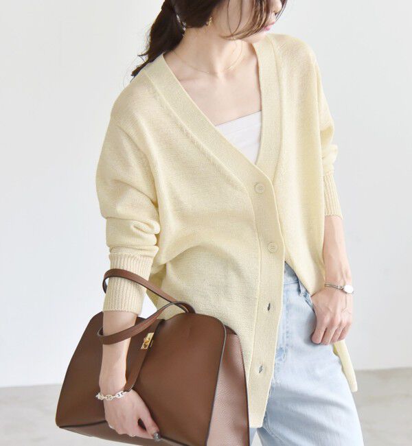 quaranciel「quaranciel:〈手洗い可能〉バルキー Vネック ガウン カーディガン」|カーディガン|