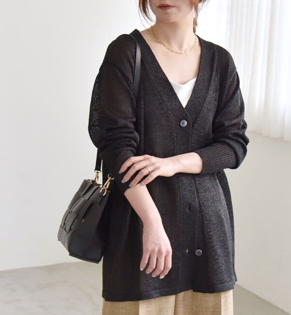 quaranciel「quaranciel:〈手洗い可能〉バルキー Vネック ガウン カーディガン」|カーディガン|