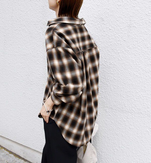 SHIPS for women「【WEB限定】〈洗濯機可能〉オンブレチェック ギャザー シャツ 羽織」|シャツ・ブラウス|